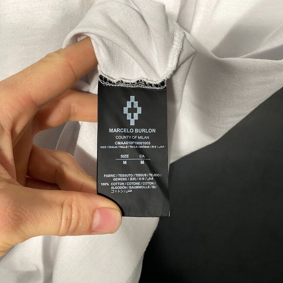 Marcelo Burlon Wings print round neck T-shirt white mens size medium - Picture 6 of 7